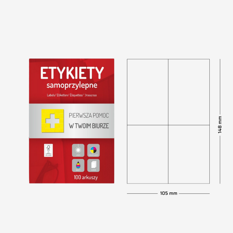 Etykiety samoprzylepne A4 dzielone na 4 Dalpo Memo Label 100 sztuk