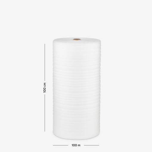 Pianka polietylenowa o grubości 2mm, zwinięta w rolkę o szerokości 100cm i nawoju 100mb do zabezpieczania towaru.