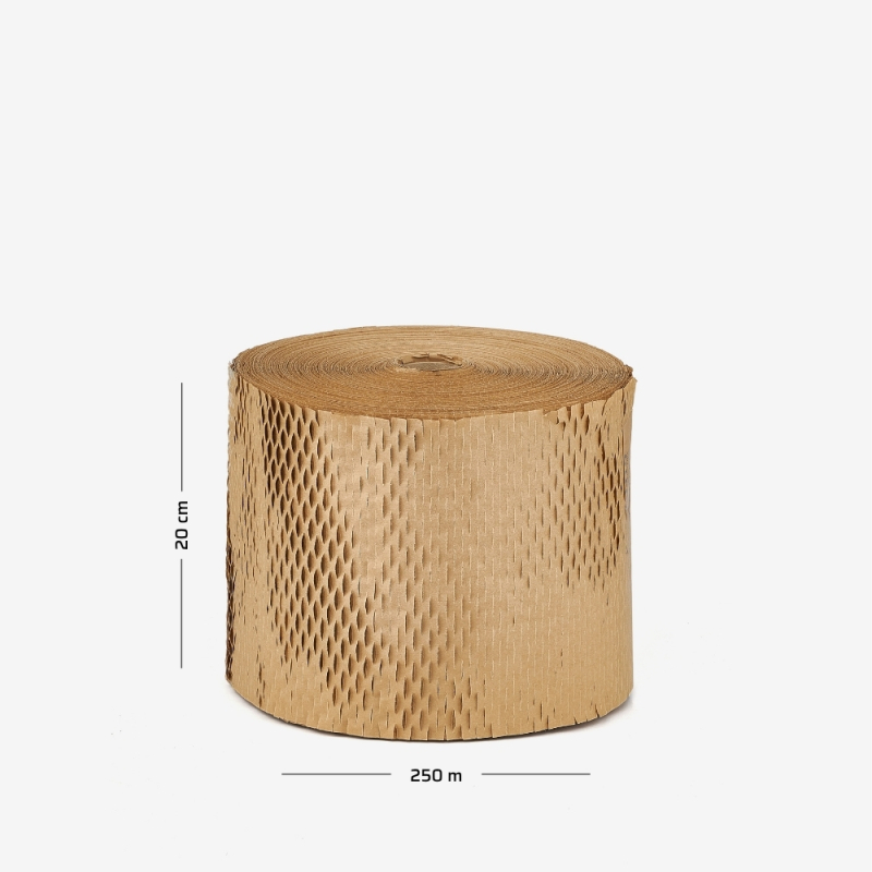 Rolka papieru nacinanego plaster miodu o szerokości 20 centymetrów i długości 250 metrów bieżących.