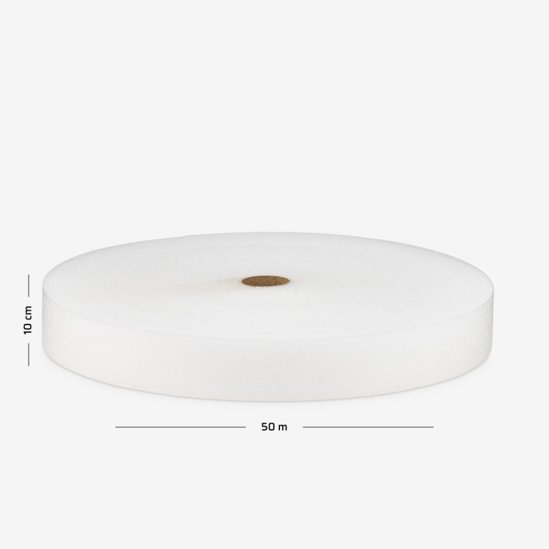 Pasy dylatacyjne o grubości 8mm szerokości 10cm i długości 50 mb na szarym tle.