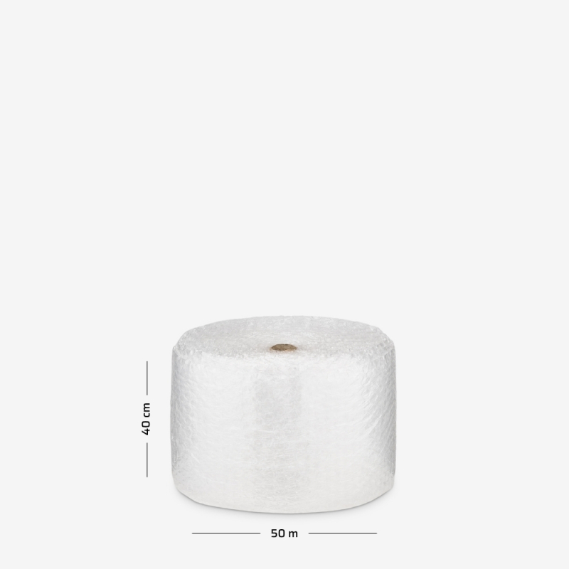 Folia bąbelkowa Fill & Wrap z dużym bąblem 40cm z wymiarami na szarym tle