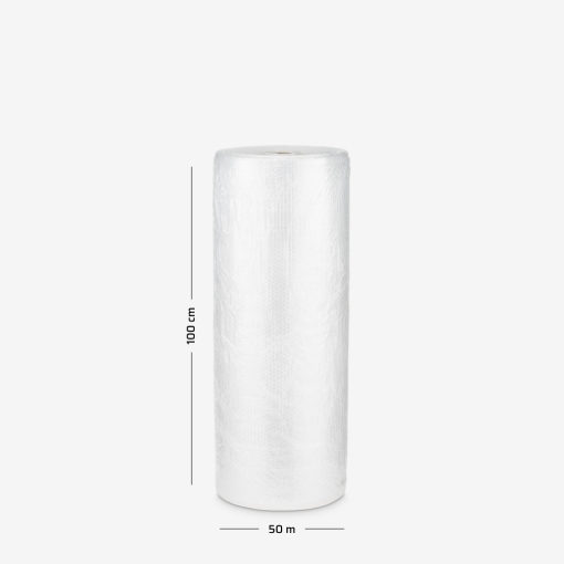 Zbliżenie na strukturę folii bąbelkowej, 2-warstwowej, typ B1 - widoczne pęcherzyki powietrza.