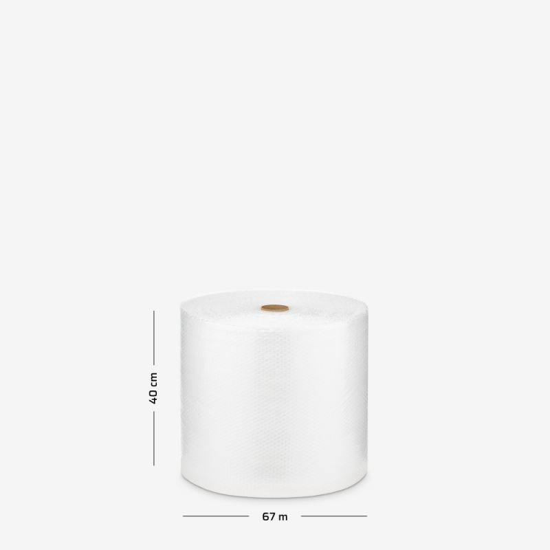 Folia bąbelkowa w rolce B1 - Lekka 2w o szerokości 40cm, rolka na szarym tle z wymiarami