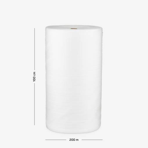 Pianka polietylenowa o grubości 0.8mm, zwinięta w rolkę o szerokości 100cm i nawoju 200mb do zabezpieczania towaru.