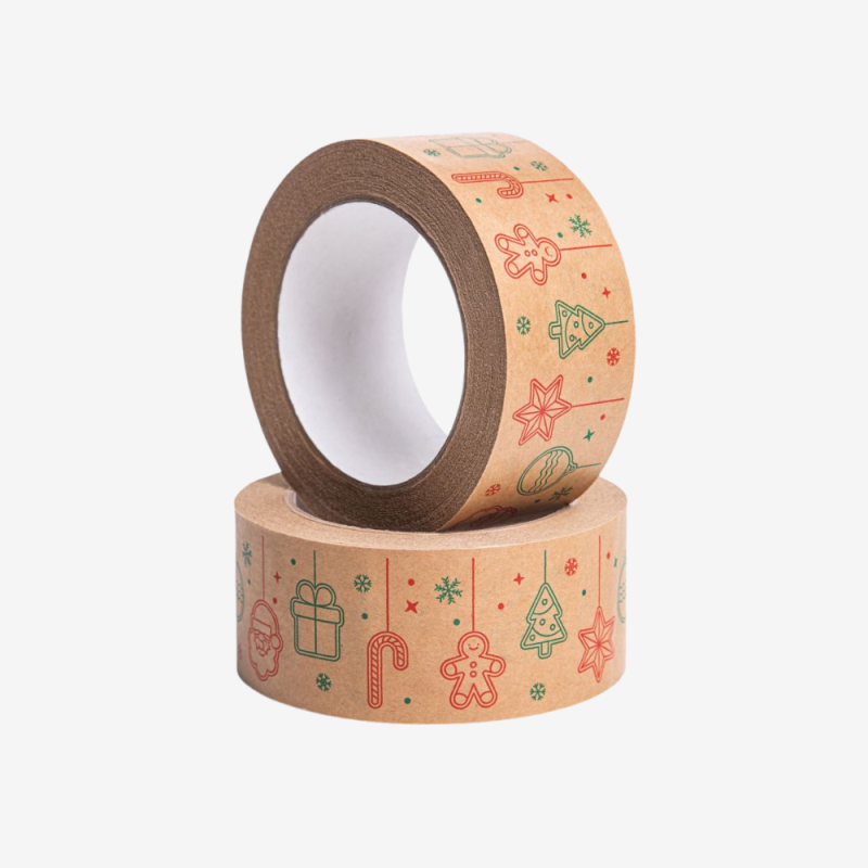 Taśma klejąca świąteczna papierowa o szerokości 48 mm i długości 50 m - idealna do pakowania prezentów.