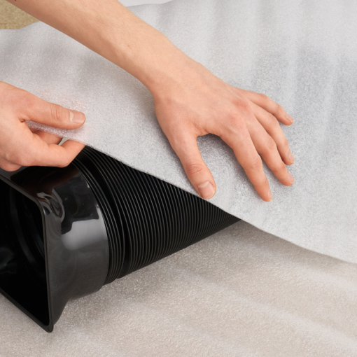 Pianka polietylenowa 10mm w użyciu - obiektyw zabezpieczony pianką.