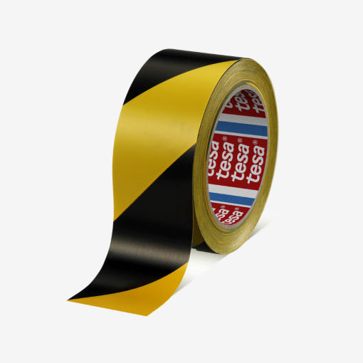 Taśma samoprzylepna czarno-żółta TESA® 60760 o szerokości 33mm i nawoju 50mb.