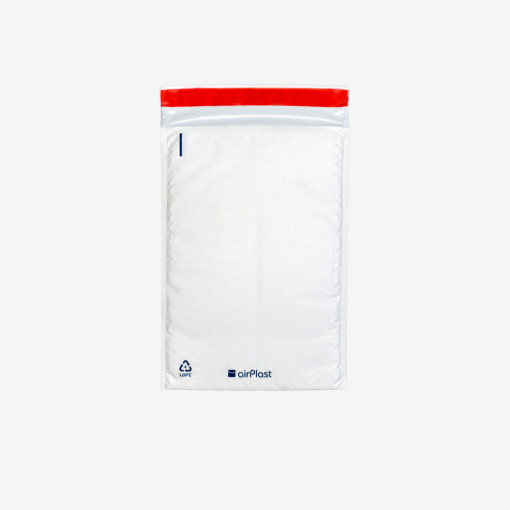 Foliowa koperta bąbelkowa F16 245x350mm z zamknięciem samoklejącym - widok z przodu na szarym tle.