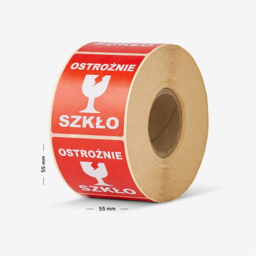 Naklejki kurierskie "Ostrożnie szkło" 1000 sztuk