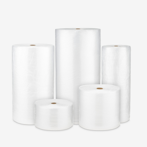 Folia bąbelkowa w rolce B4 wzmocniona 3w do zabezpieczania przesyłek - porównanie szerokości rolek.