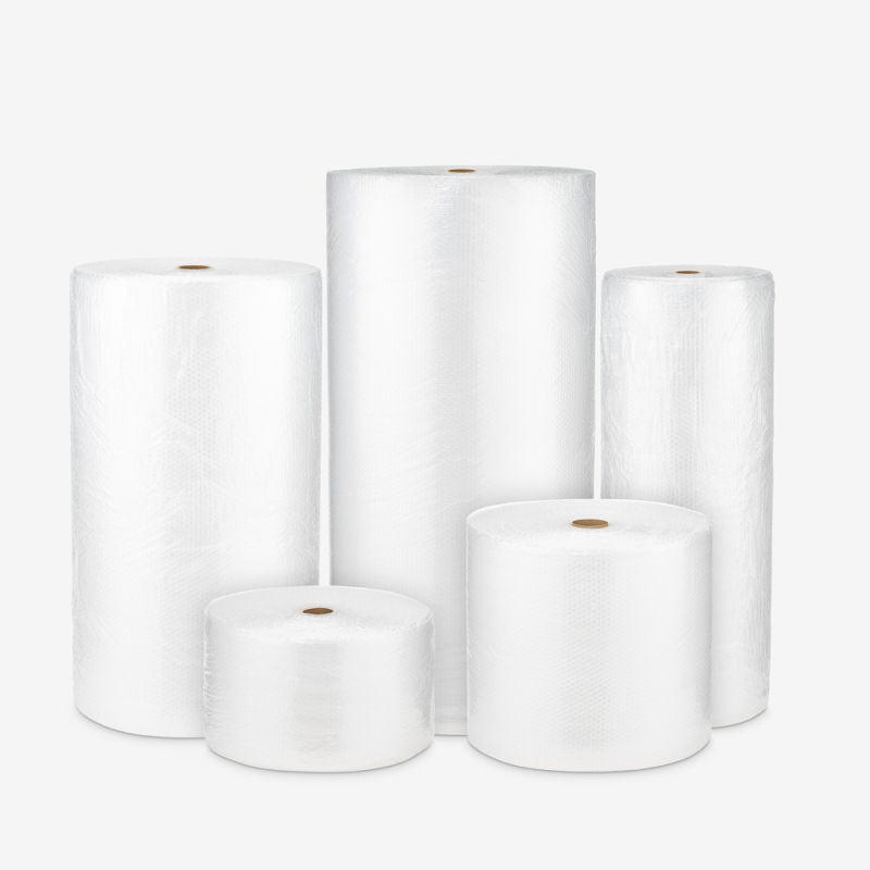 Folia bąbelkowa w rolce B4 wzmocniona 3w do zabezpieczania przesyłek - porównanie szerokości rolek.