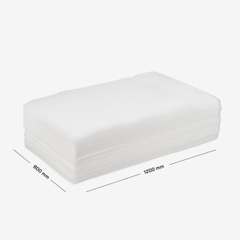 Zestaw 500 sztuk arkuszy z pianki polietylenowej PE z naniesionymi wymiarami.