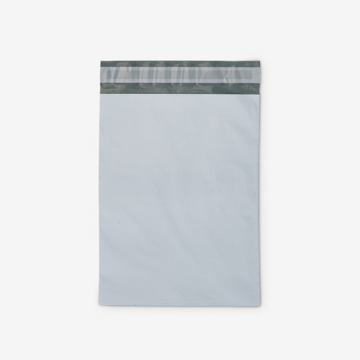 Foliopaki kurierskie szare wykonane z folii LDPE - widok z przodu.